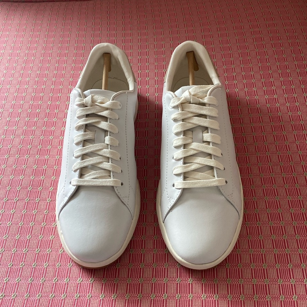 Cole Haan White Leather Sneakers with Tan Heel Accent - Picture 5 of 9